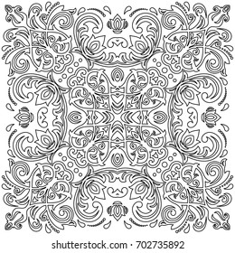 Elegant vector black and white ornament in classic style. Abstract traditional pattern with oriental elements. Classic vintage pattern