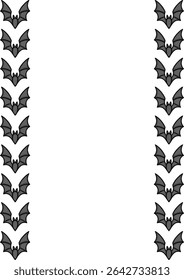 Elegant vector border design featuring a repeating pattern of stylized bats, perfect for Halloween invitations or gothic-themed projects.