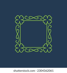 Elegant vector border in lineart style with clover for St. Patrick's Day celebration.