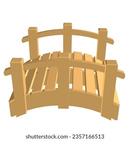 Elegant vector bridge over tranquil garden pond.