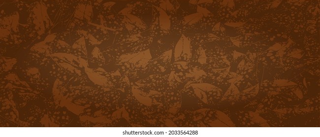 Elegant vector bright background in brick-orange tones with the texture of flower leaves in polka dots. Abstract background with plant leaves. An elegant template for your design.
