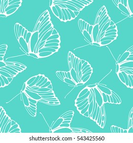 Elegant vector butterflies pattern. Abstract seamless background.