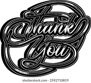 Elegant vector calligraphy of "Thank You" with smooth curves and stylish strokes. Perfect for greeting cards, logos, invitations, and decorative designs. Clean, high-quality, and beautifully crafted