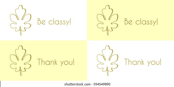 Elegant vector cards with a fig leaf: Thank you! Be classy!