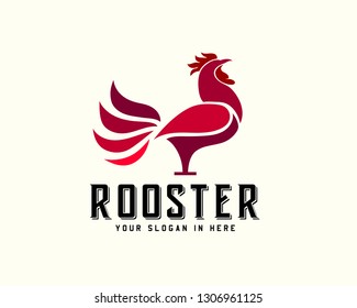 elegant vector chicken crowing logo design inspiration