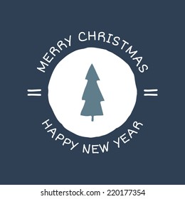 Elegant vector Christmas badge. Hand-draw thematic insignia. Luxury dark badge with place for your text. Ready for use.