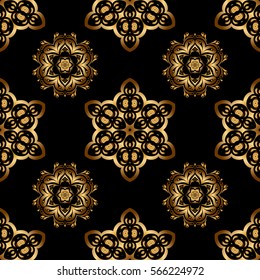 Elegant vector classic golden seamless pattern. Seamless abstract background with golden repeating elements. Black and golden pattern.
