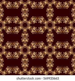 Elegant vector classic golden seamless pattern. Seamless abstract background with golden repeating elements. Brown and golden pattern.