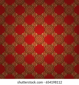 Elegant vector classic golden seamless pattern. Seamless abstract background with golden repeating elements. Red and golden pattern.