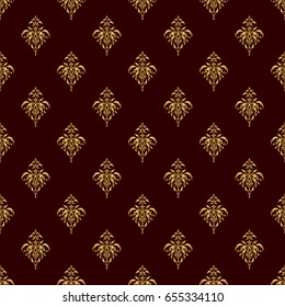 Elegant vector classic golden seamless pattern. Seamless abstract background with golden repeating elements. Brown and golden pattern.