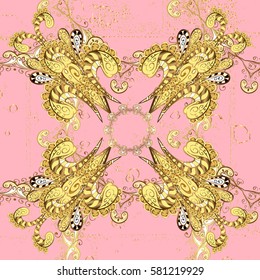 Elegant vector classic pattern. Abstract background with repeating elements. Pink and golden pattern.