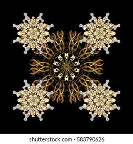 Elegant vector classic pattern. Abstract background with repeating elements. Black and golden pattern.