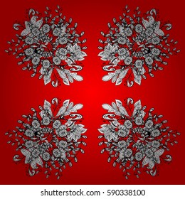 Elegant vector classic pattern. Abstract background with repeating elements. Red and white and doodles pattern.