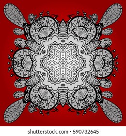 Elegant vector classic pattern. Abstract background with repeating elements. Red and white and doodles pattern.