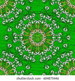 Elegant vector classic pattern. Abstract background with repeating elements. Green and golden pattern.