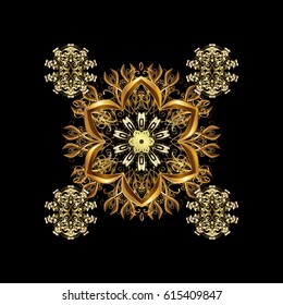 Elegant vector classic pattern. Abstract background with repeating elements. Golden and doodles pattern.