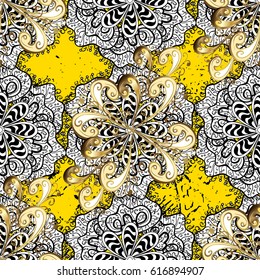 Elegant vector classic pattern. Abstract background with repeating elements. Yellow and golden pattern.