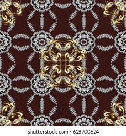 Elegant vector classic pattern. Abstract background with repeating elements. Brown and golden pattern.