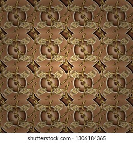 Elegant vector classic pattern. Brown and beige and golden pattern. Seamless abstract background with repeating elements.