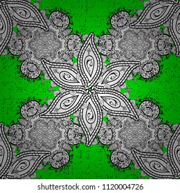 Elegant vector classic pattern. Ornamental abstract background with repeating elements. White, green and black and cute pattern.