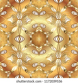 Elegant vector classic pattern. Ornamental abstract background with repeating elements. Beige, brown and yellow and golden pattern.