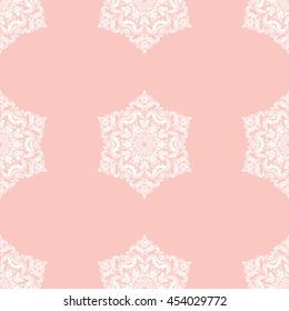 Elegant vector classic pattern. Seamless abstract background with repeating elements. Pink and white pattern
