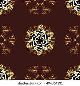 Elegant vector classic pattern. Seamless abstract background with repeating elements. Brown and golden pattern