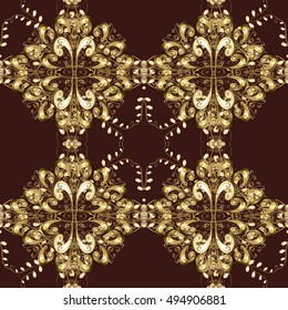 Elegant vector classic pattern. Seamless abstract background with repeating elements. Brown and golden pattern