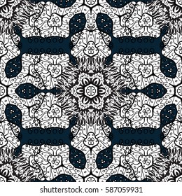 Elegant vector classic pattern. Seamless abstract background with repeating elements. Blue and white pattern.