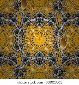 Elegant vector classic pattern. Seamless abstract background with repeating elements. Yellow and golden pattern.