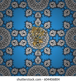 Elegant vector classic pattern. Seamless abstract background with repeating elements. Blue and golden pattern.