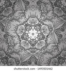 Elegant vector classic seamless pattern. Seamless abstract ornament in black and white colors with repeating elements.