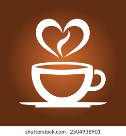Elegant vector coffee cup with a heart-shaped foam design.Ideal for logos, marketing, and digital art.
