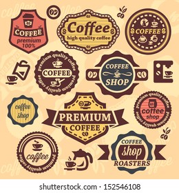 Elegant Vector Coffee Labels And Badges Set.