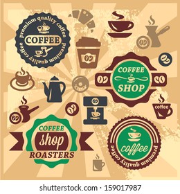 Elegant Vector Coffee Labels And Badges Set.