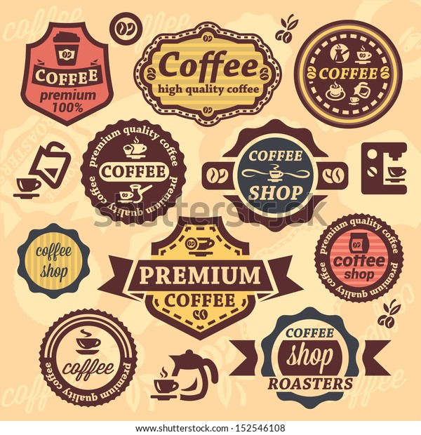 Elegant Vector Coffee Labels Badges Set Stock Vector (Royalty Free ...