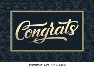 Elegant vector Congrats card. Vector invitation card with background and frame with flower elements and beautiful typography. Sunny spring backdrop. Artistic lettering