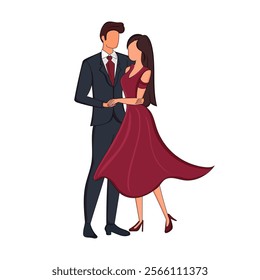 Elegant Vector Couple Character in White Background.