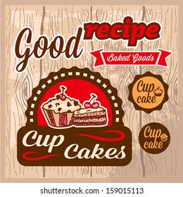 Elegant Vector Cup Cakes Labels Set. All elements are grouped.
