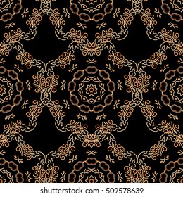 Elegant vector damask wallpaper. Vintage seamless pattern in brown colors. Seamless background.