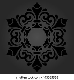Elegant vector dark ornament in the style of barogue. Abstract traditional round pattern with oriental elements