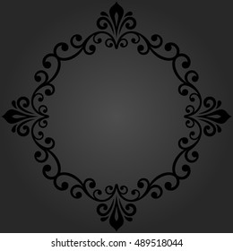 Elegant vector dark round ornament in the style of barogue. Abstract traditional pattern with oriental elements