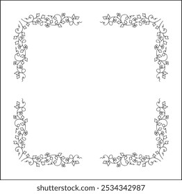 Elegant vector decorative frame, vegetal ornamental frame with berries, decorative border, corners. Isolated vector illustration.	