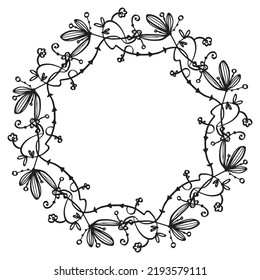 Elegant Vector Decorative Wreath Black Lines Stock Vector (Royalty Free ...