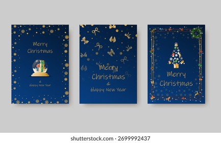 Design vetorial elegante para convite de Natal, cartão, cartaz, papel de parede. Bola de Natal de luxo, fundo de neve, quadro festivo no fundo colorido.