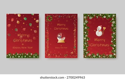 Elegant vector design for Christmas invitation, card, poster, wallpaper. Christmas ball, snow background, festive frame on colored background.