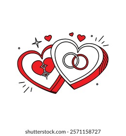 Elegant vector design featuring two intertwined hearts, symbolizing love and unity. Perfect for weddings, Valentine's Day, or romantic projects. Modern, timeless, and ideal for digital use.