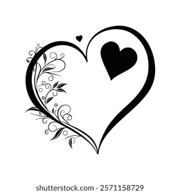 Elegant vector design featuring two intertwined hearts, symbolizing love and unity. Perfect for weddings, Valentine's Day, or romantic projects. Modern, timeless, and ideal for digital use.