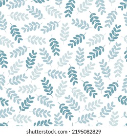Elegant vector ditsy floral seamless pattern design of abstract branches of leaves. Trendy foliage illustration. Repeat texture background for surface printing, wallpaper and textile