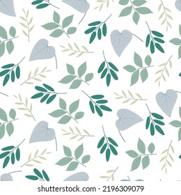 Elegantes, blumengeschmücktes, nahtloses Muster abstrakter Blätterzweige. Trendy foliage Illustration. Wiederholte Textur-Hintergrund für den Oberflächendruck, Tapeten und Textilien